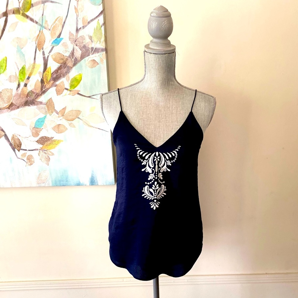 EXPRESS TOP 💙NAVY BLUE💙 WITH WHITE DETAILS SLIP ON SLEEVELESS TOP 🌟EUC🌟
